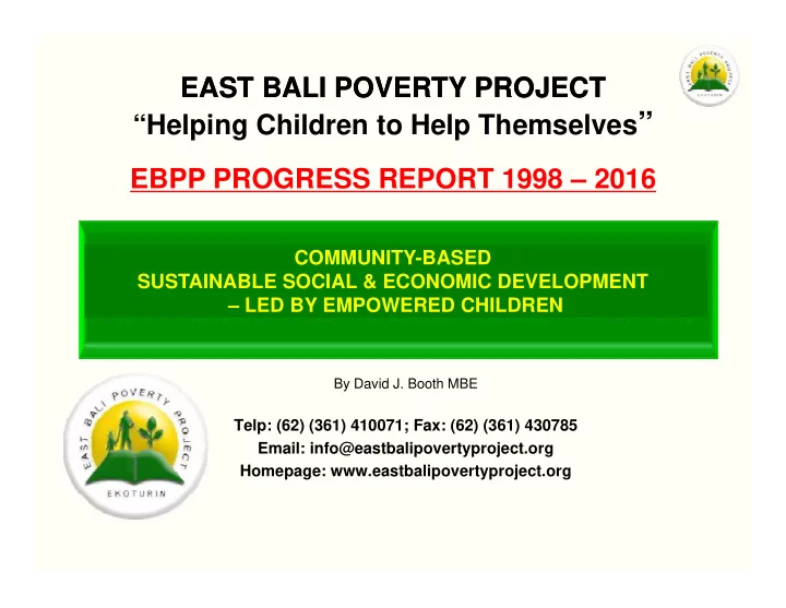 helping children to help themselves