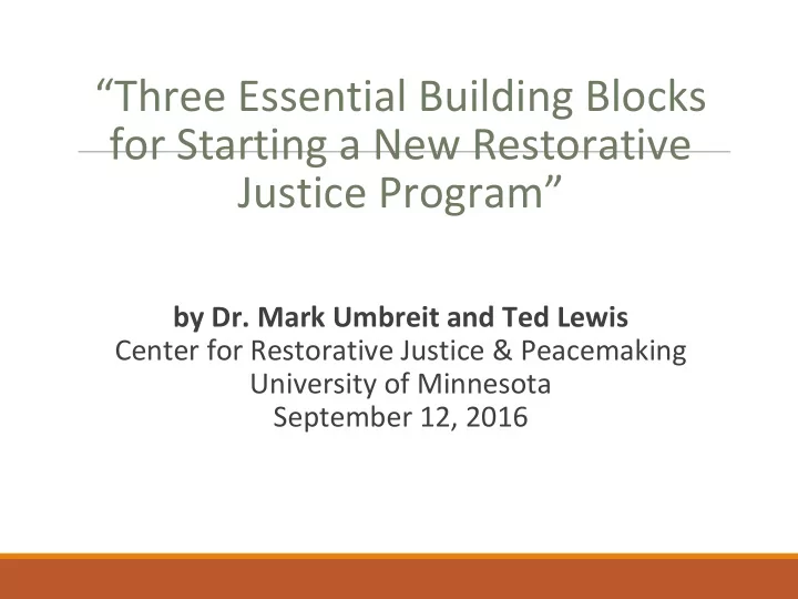 three essential building blocks for starting a new