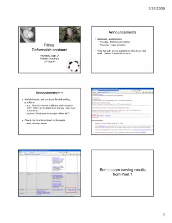 Announcements   Next week : guest lectures   Tuesday : Background modeling  Fitting: