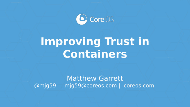 improving trust in containers