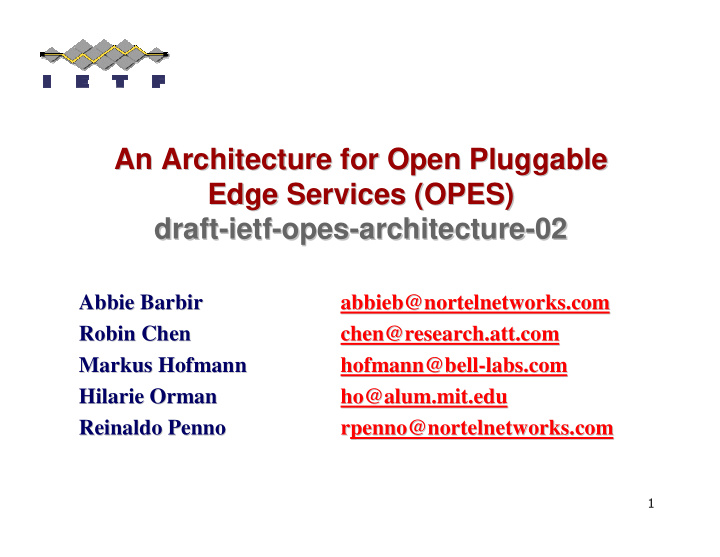 an architecture for open pluggable pluggable an