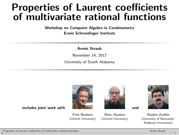 properties of laurent coefficients of multivariate