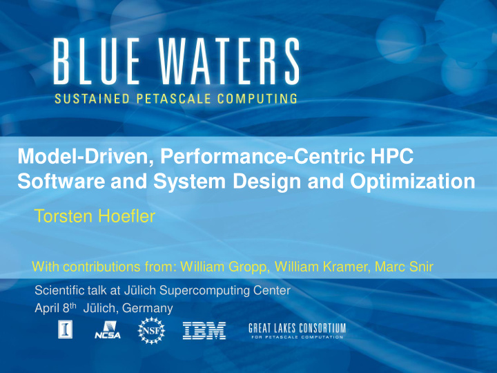 model driven performance centric hpc