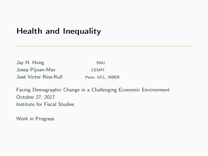 health and inequality