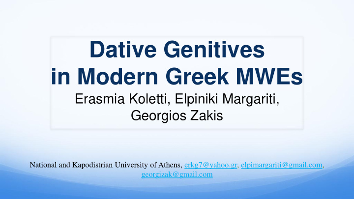 in modern greek mwes