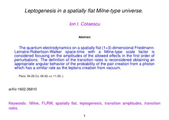 Leptogenesis in a spatially flat Milne-type universe.  Ion I. Cotaescu  Abstract  The quantum