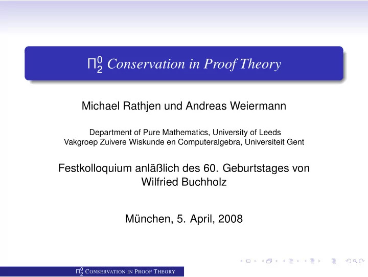 2 conservation in proof theory