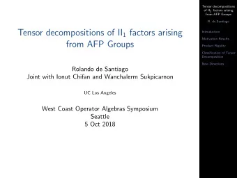 Tensor decompositions of II 1 factors arising  Introduction  Motivation Results  from AFP Groups