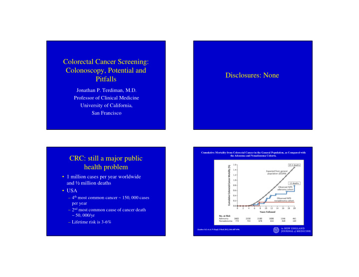 colorectal cancer screening colonoscopy potential and