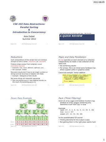 2012-08-05  CSE 332 Data Abstractions:  Parallel Sorting  &amp;  Introduction to Concurrency Like