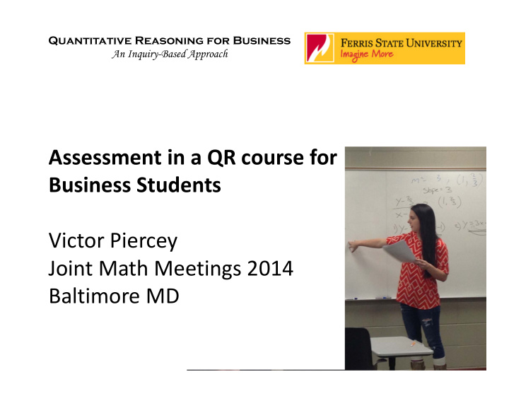 assessment in a qr course for business students victor
