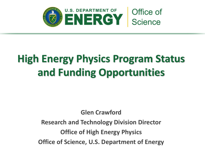 high energy physics program status and funding