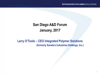 Maximizing Enterprise Value  San Diego A&amp;D Forum  Its Never too Soon to Start!  January,