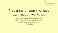 preparing for your viva voce examination workshop