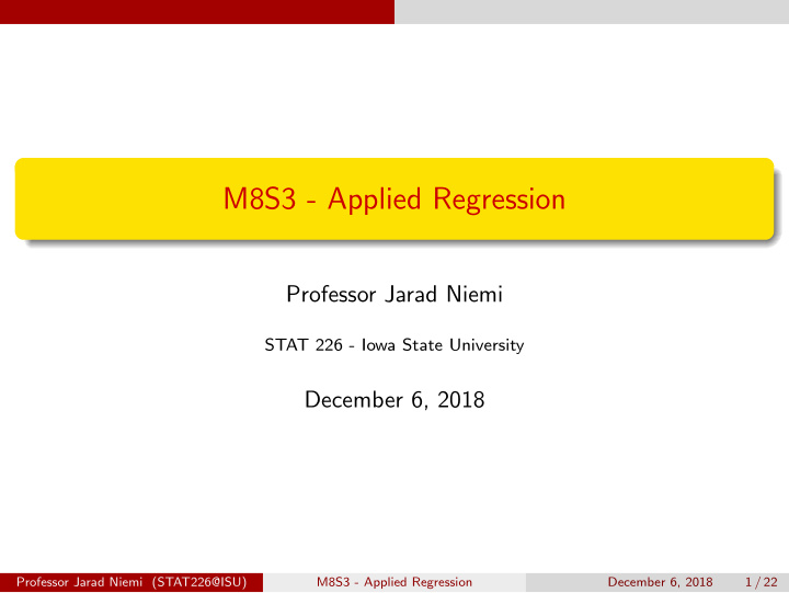 m8s3 applied regression