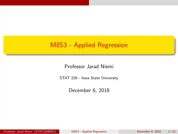 m8s3 applied regression
