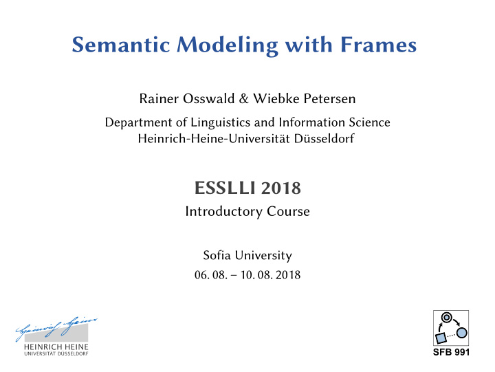 semantic modeling with frames