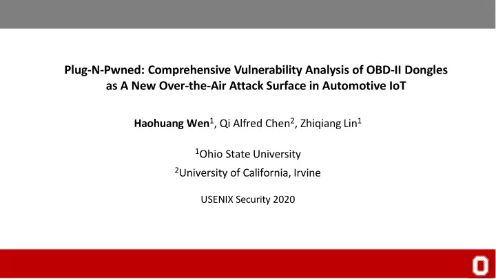 plug n pwned comprehensive vulnerability analysis of obd