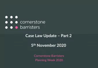 Case Law Update  Part 2 5 th November 2020  Cornerstone Barristers  Planning Week 2020 Planning