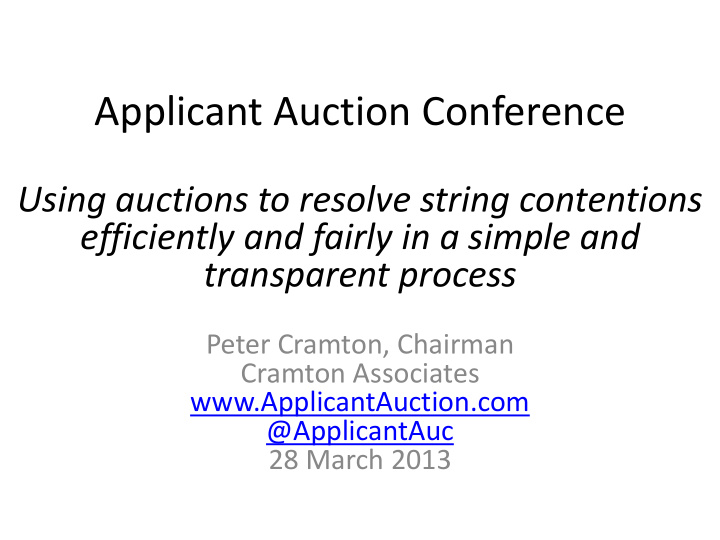applicant auction conference