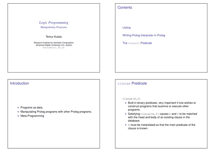 contents logic programming