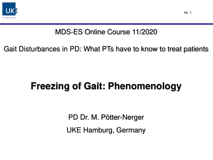 freezing of gait phenomenology