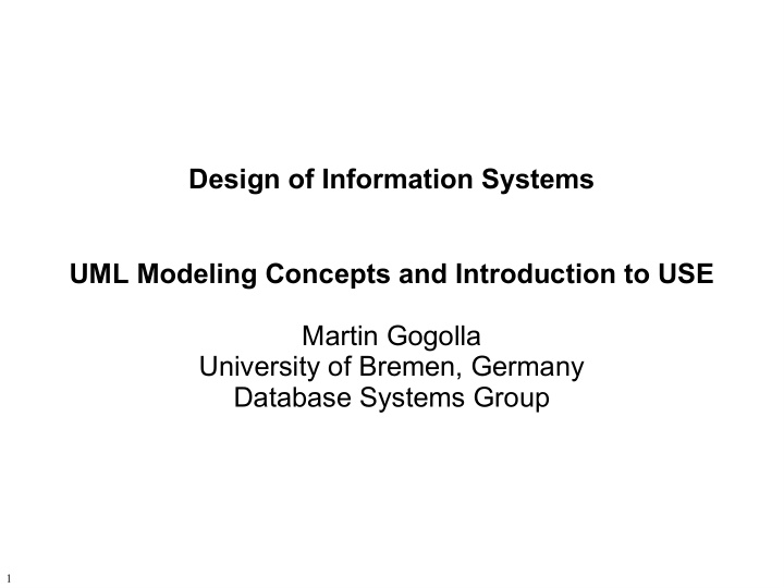 design of information systems uml modeling concepts and