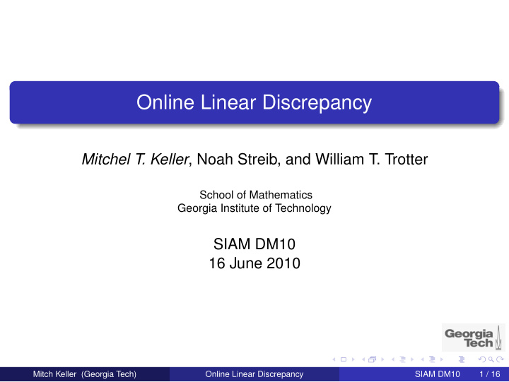 online linear discrepancy