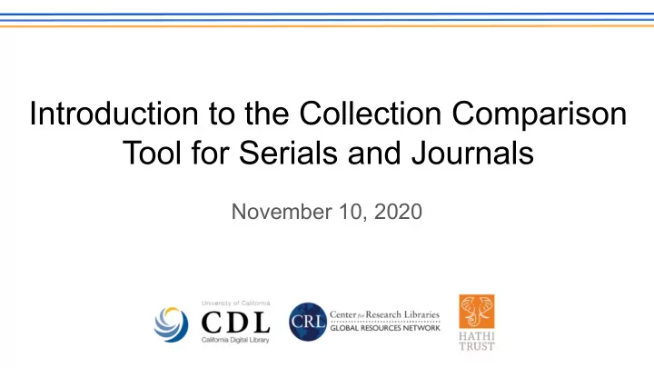 introduction to the collection comparison tool for