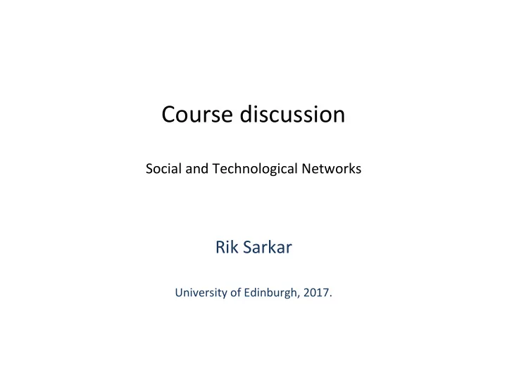 course discussion