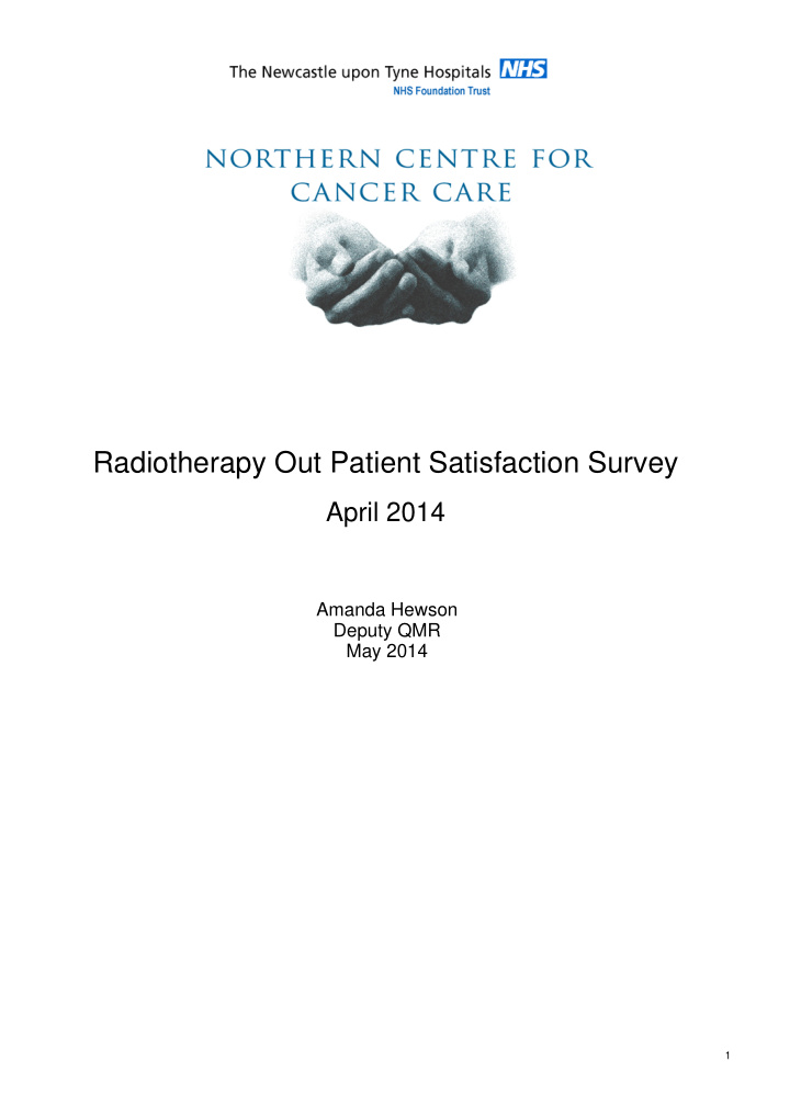 radiotherapy out patient satisfaction survey