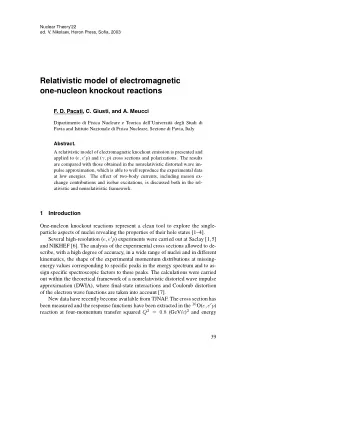 Relativistic model of electromagnetic  one-nucleon knockout reactions  F. D. Pacati, C. Giusti, and