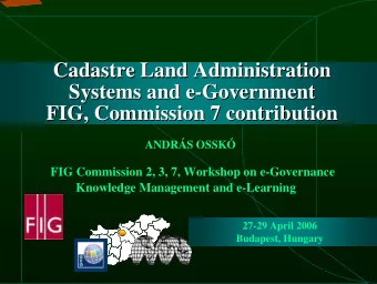 Cadastre Land Administration  Cadastre Land Administration  Systems and e-  -Government  Government