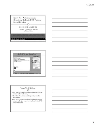 5/7/2012  Know Your Participation and Organizing Rights in HUD  Assisted  Rental Housing  R ES