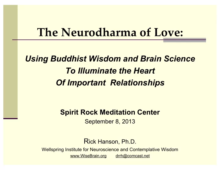 the neurodharma of love