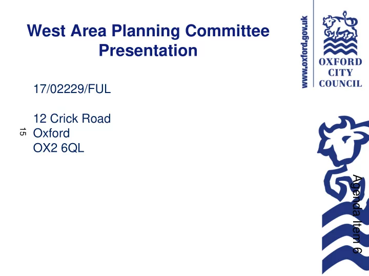 west area planning committee presentation