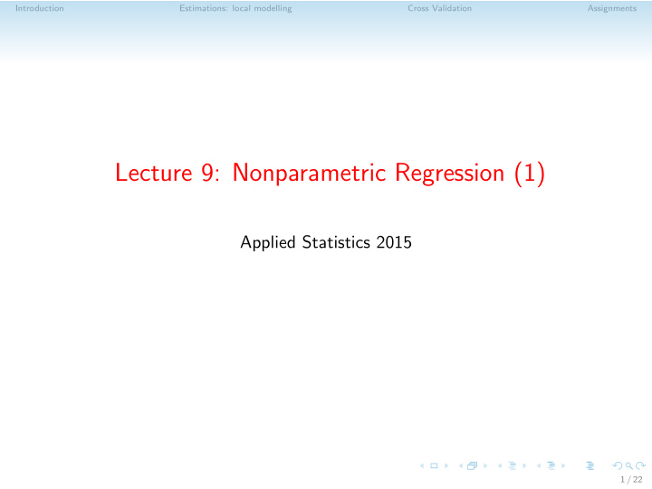 lecture 9 nonparametric regression 1