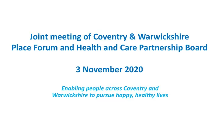 place forum and health and care partnership board 3