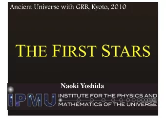 Contents  Star formation in the early universe  - from big bang ripples to protostars  The