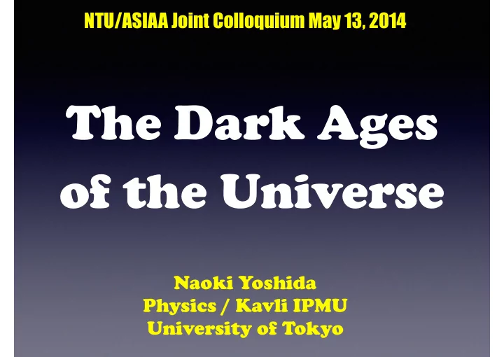 the dark ages of the universe