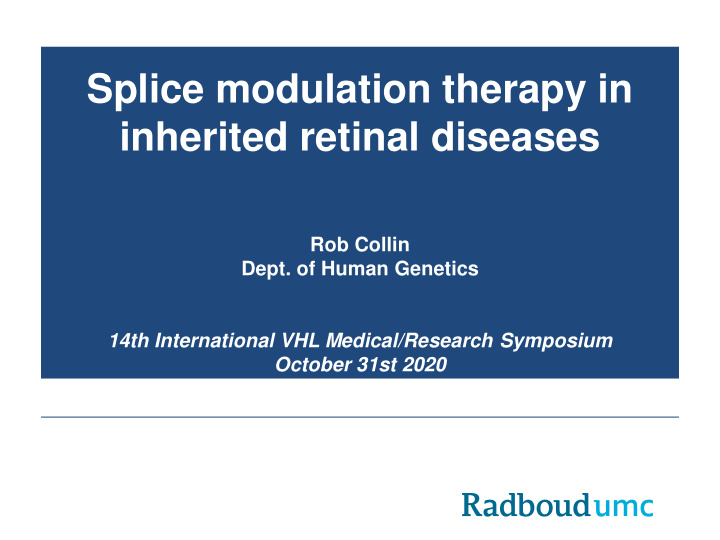 splice modulation therapy in inherited retinal diseases