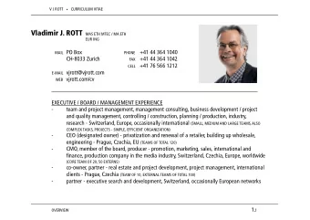 SKILLS / EXPERTISE  -  executive and senior management, leading projects and teams - Switzerland,