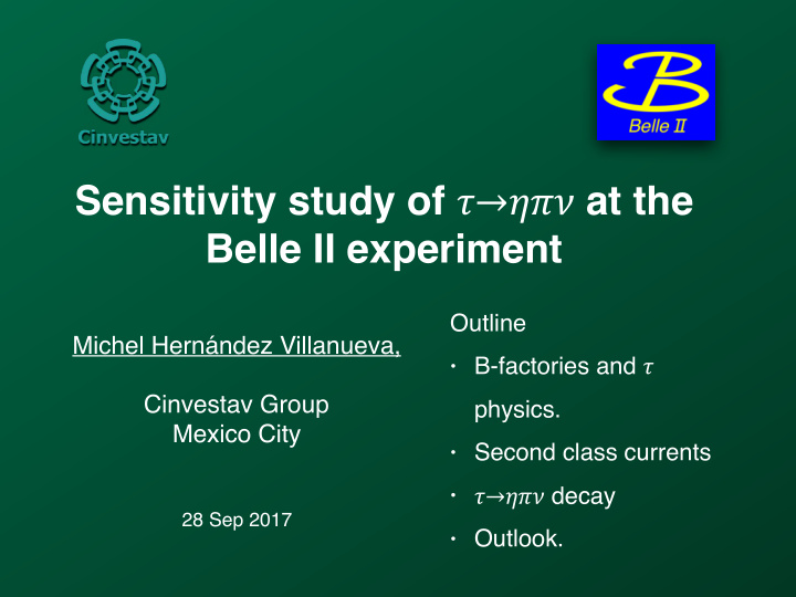 sensitivity study of at the belle ii experiment