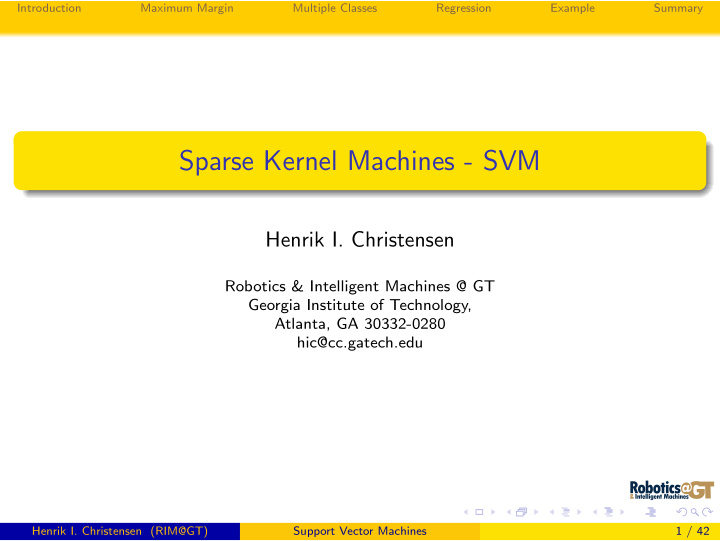 sparse kernel machines svm