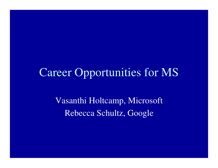 career opportunities for ms