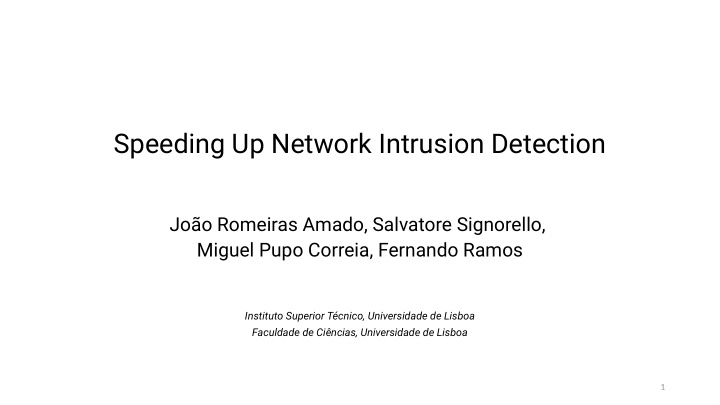 speeding up network intrusion detection