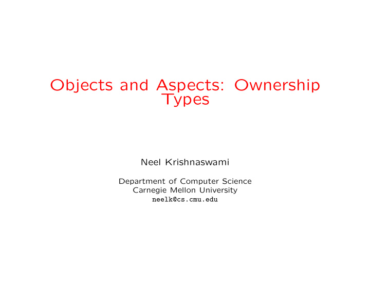objects and aspects ownership types