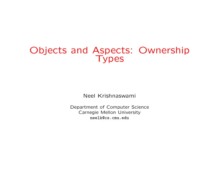 objects and aspects ownership types