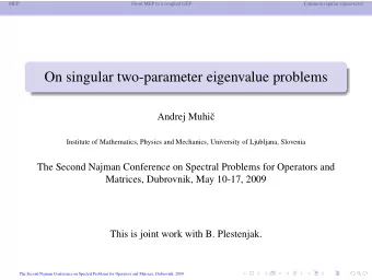 On singular two-parameter eigenvalue problems  Andrej Muhi  c  Institute of Mathematics, Physics