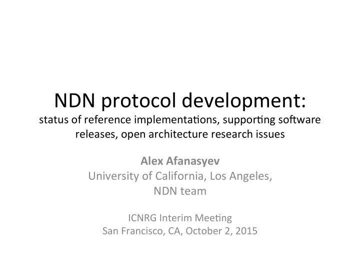 ndn protocol development
